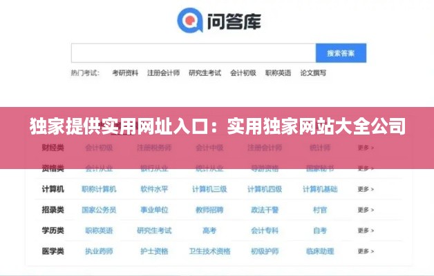 独家提供实用网址入口：实用独家网站大全公司 