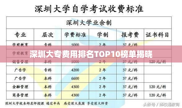 深圳大专费用排名TOP10榜单揭晓