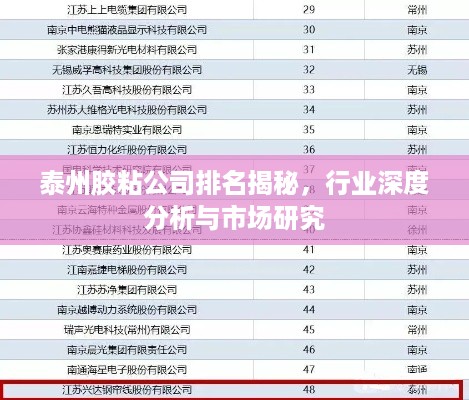 泰州胶粘公司排名揭秘，行业深度分析与市场研究